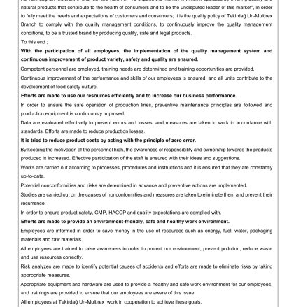 NOTRE POLITIQUE QUALITÈ