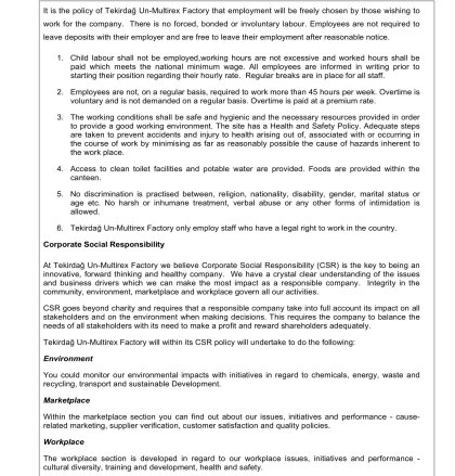 NOTRE POLITIQUE DE RESPONSABILITÈ SOCIALE ET D'ÈTHIQUE